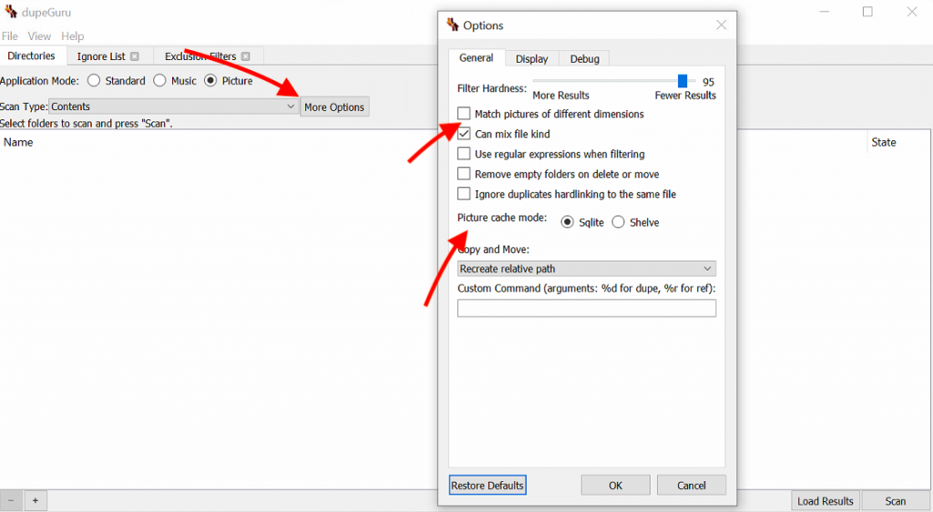 configuring scans